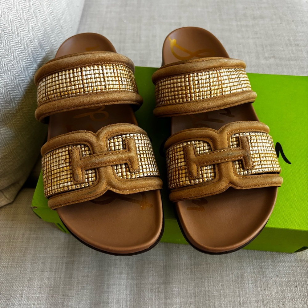 Sam Edelman Women's Rowan Sand Raffia Slide Sandal Size 7m - Picture 2 of 12